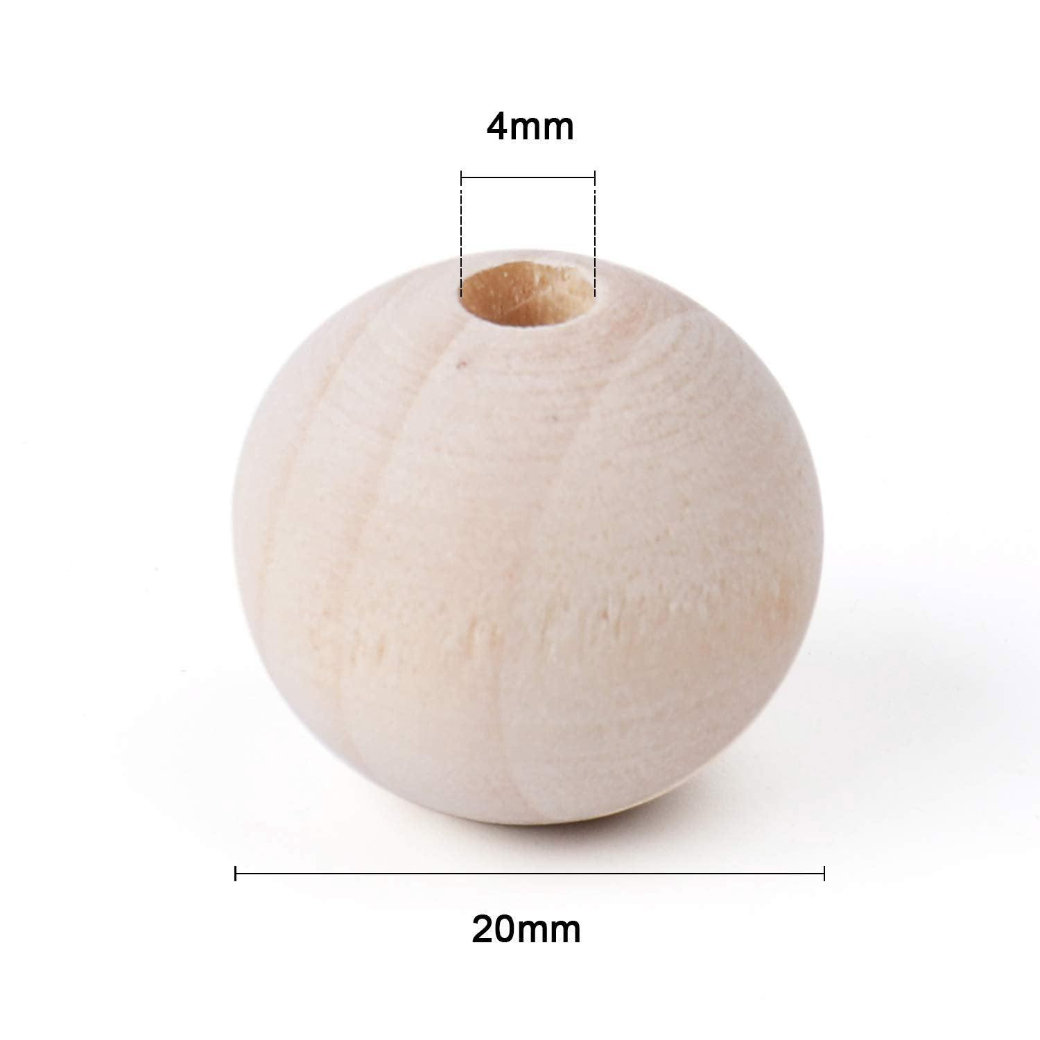 Haoser 100pcs 12 mm Natural Wood Beads Unfinished Round Wooden Loose Beads